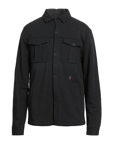 COOPERATIVA PESCATORI POSILLIPO Solid color shirt Black 85% Cotton, 15% Polyester