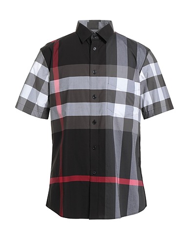 BURBERRY Chemise à carreaux Gris 95% Coton, 5% Élasthanne