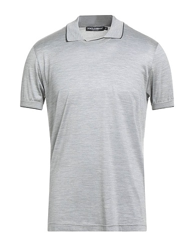 DOLCE&GABBANA Polo shirt Grey 100% Silk, Elastane