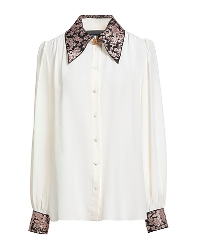 DOLCE&GABBANA Shirts Ivory 90% Silk, 4% Polyester, 3% Acetate, 2% Metallic Polyester, 1% Acrylic