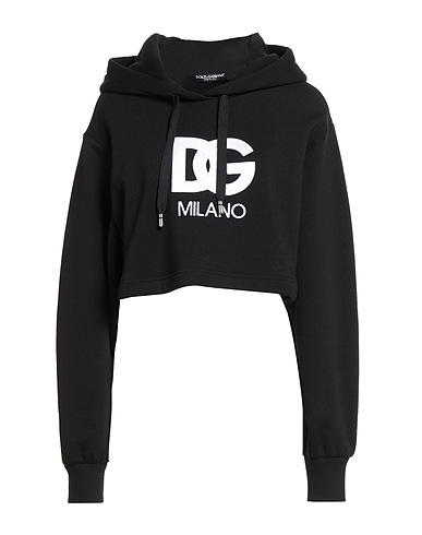 DOLCE&GABBANA Hooded track jacket  Black 80% Cotton, 20% Polyester, Elastane