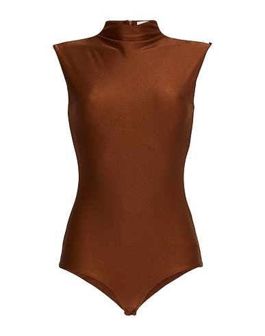 SPORTMAX TOPWEAR Brown 80% Polyamide, 20% Elastane