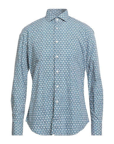XACUS Patterned shirt Azure 100% Cotton