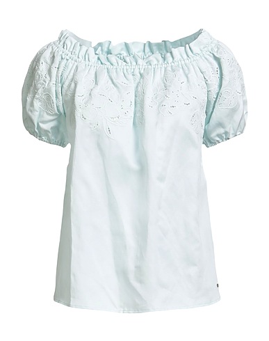 MARCIANO by GUESS Off-the-shoulder top Sky blue 60% Lyocell, 40% Linen