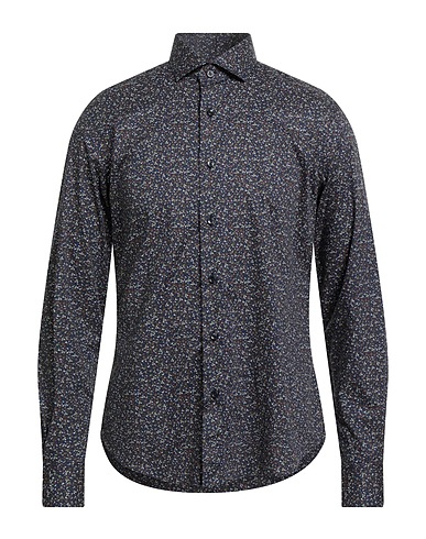 XACUS Patterned shirt Midnight blue 97% Cotton, 3% Elastane