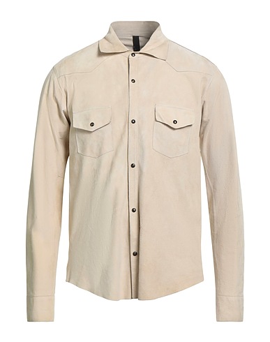 TAGLIATORE Solid colour shirt Beige 100% Lambskin