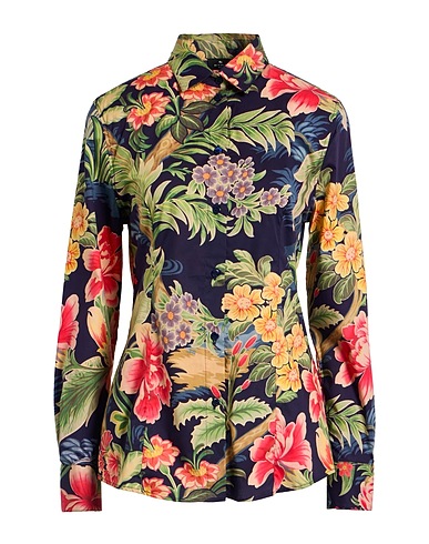 ETRO Camicie e bluse a fiori Blu navy 97% Cotone, 3% Elastan