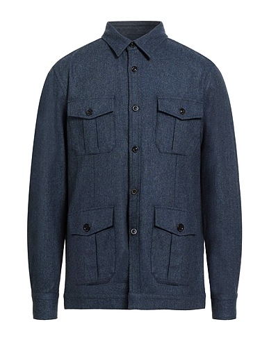 BOGLIOLI Solid colour shirt Slate blue 100% Virgin Wool