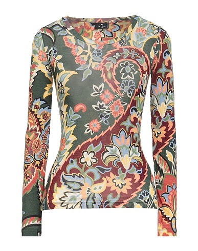 ETRO T-shirt Green 71% Wool, 24% Polyamide, 5% Elastane