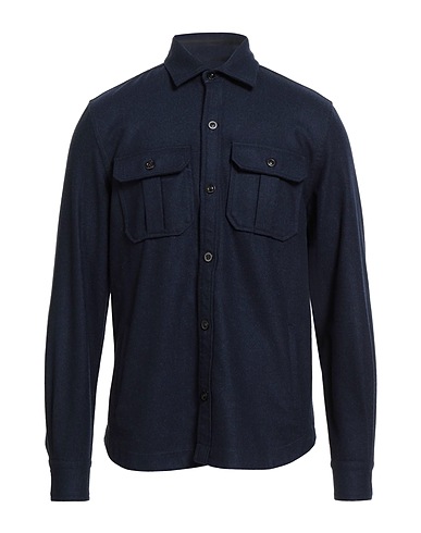 BOGLIOLI 無地シャツ ミッドナイトブルー バージンウール 100%