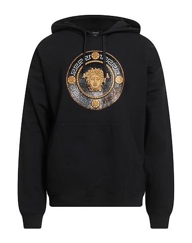 VERSACE Φούτερ Μαύρο 100% Βαμβάκι, Γυαλί