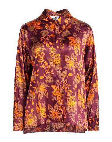 NIŪ Floral shirts & blouses Plum 92% Silk, 8% Elastane