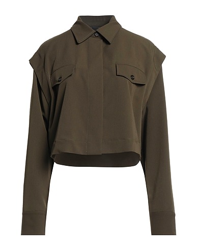 PINKO Solid colour shirts & blouses Military green 72% Polyester, 23% Viscose, 5% Elastane