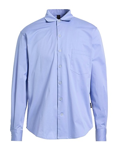 HEVÒ Solid colour shirt Light blue 98% Cotton, 2% Elastane
