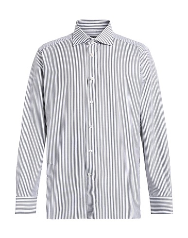 ZEGNA Striped shirt Grey 97% Cotton, 3% Elastane
