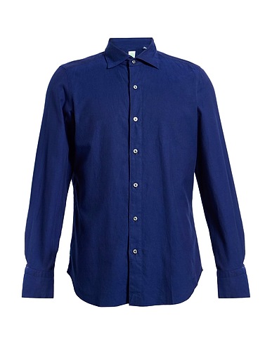 FINAMORE 1925 Solid colour shirt Navy blue 100% Cotton