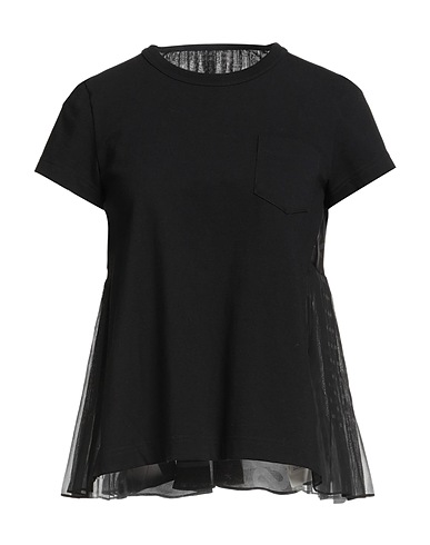 SACAI Top Black 100% Cotton, Polyester