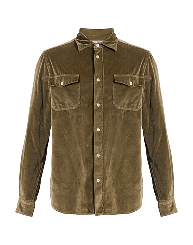 BOGLIOLI Solid color shirt Military green 100% Cotton