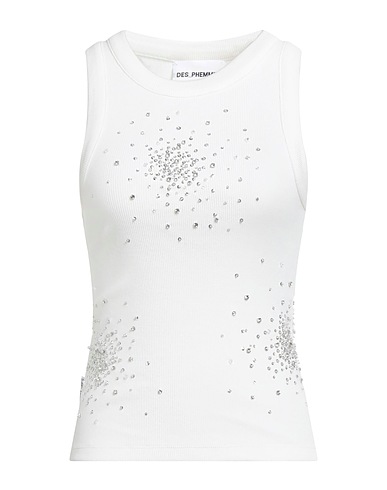 DES_PHEMMES Canotta Off white 98% Cotone, 2% Elastan, Vetro, Metallo, Poliestere