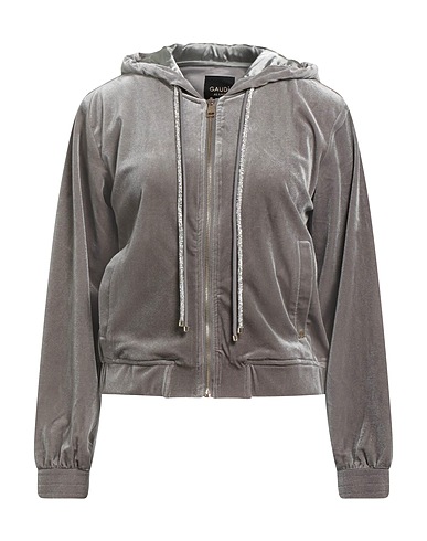 GAUDÌ Hooded track jacket  JEANS Grey 99% Polyester, 1% Elastane