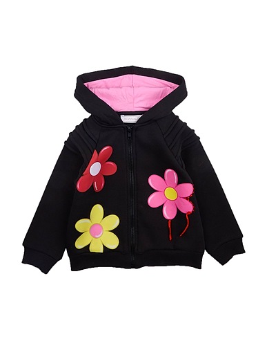 MONNALISA Hooded track jacket  Black 75% Cotton, 25% Polyester