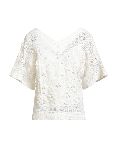 TORY BURCH Top Ivory 57% Linen, 43% Cotton, Polyester