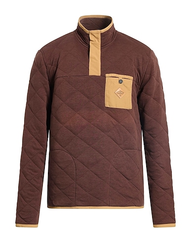 HURLEY Sweatshirt Chocolate brown 66% Cotton, 34% Polyester