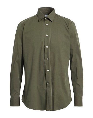 BAGUTTA Solid colour shirt Military green 72% Cotton, 25% Polyamide, 3% Elastane