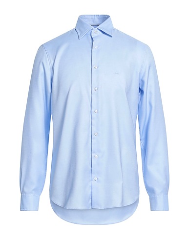 MICHAEL KORS MENS Solid colour shirt Sky blue 98% Cotton, 2% Elastane