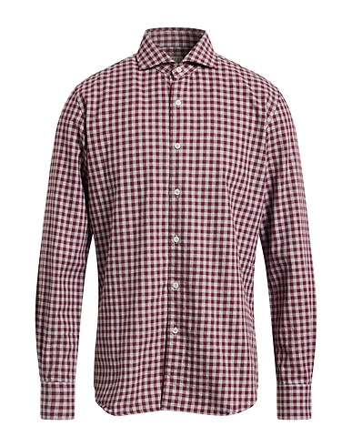 XACUS Camicia a quadri Bordeaux 100% Cotone