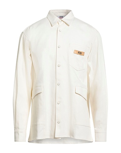 GCDS Solid color shirt White 99% Cotton, 1% Elastane