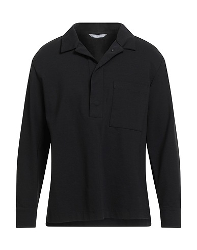 HEVÒ Solid color shirt Black 52% Cotton, 40% Polyamide, 8% Elastane