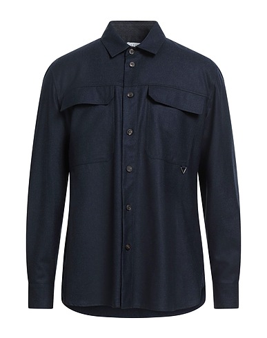 AION Solid colour shirt Navy blue 96% Virgin Wool, 4% Cashmere
