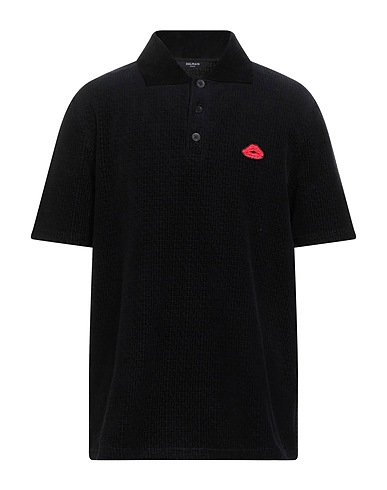 BALMAIN Polo shirt Black 100% Cotton, Viscose, Polyamide, Elastane
