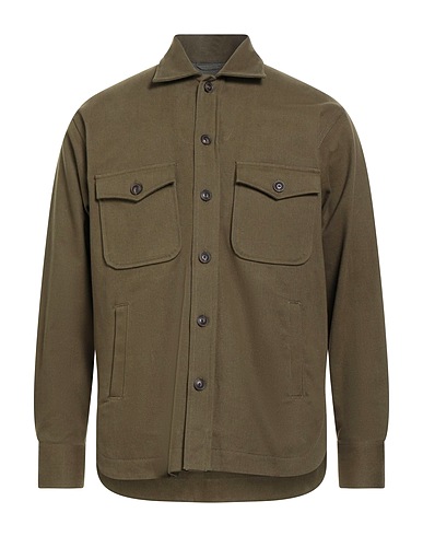 TINTORIA MATTEI 954 Solid colour shirt Military green 100% Cotton