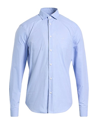 ARMANI EXCHANGE Solid color shirt Sky blue 100% Cotton