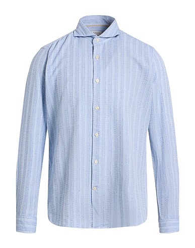 TINTORIA MATTEI 954 Striped shirt ALBIATE 1830 EXCLUSIVELY FOR Blue 98% Cotton, 2% Elastane