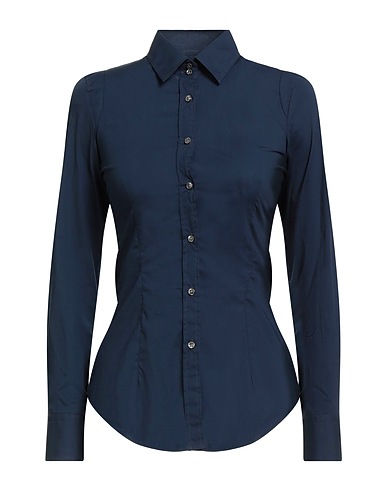 GRIFONI Solid color shirts & blouses Navy 98% Cotton, 2% Elastane