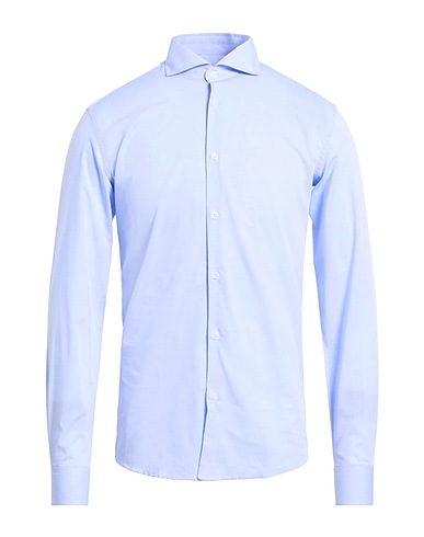 GREY DANIELE ALESSANDRINI Solid color shirt Light blue 100% Cotton