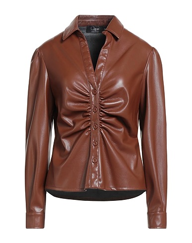 CLIPS Solid color shirts & blouses Brown 65% Polyester, 35% Polyurethane