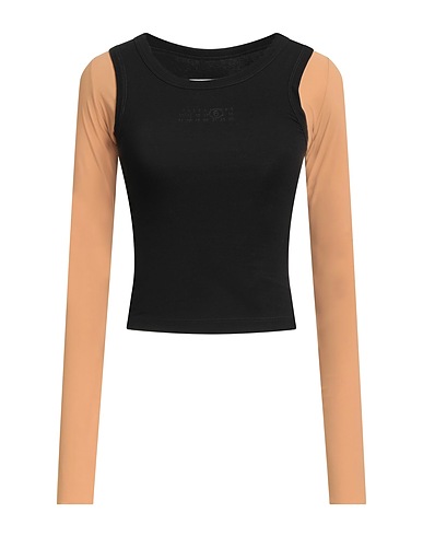 MM6 MAISON MARGIELA T-shirt Black 90% Cotton, 10% Elastane, Polyamide