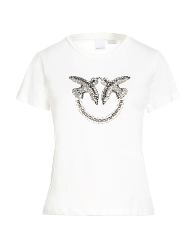 PINKO T-shirt DENIM White 100% Cotton, Elastane, Zinc, Glass