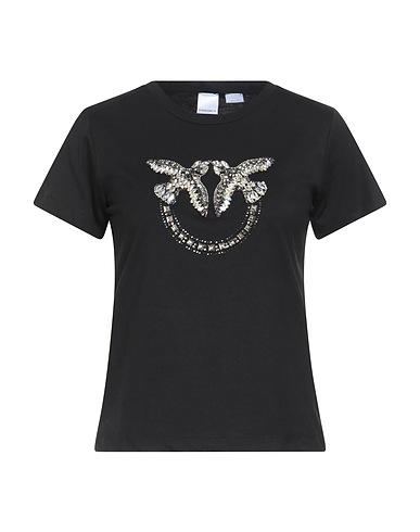 PINKO T-shirt DENIM Black 100% Cotton, Elastane, Zinc, Glass