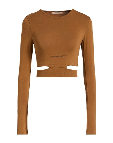 HINNOMINATE Crop top Light brown 92% Cotton, 8% Elastane