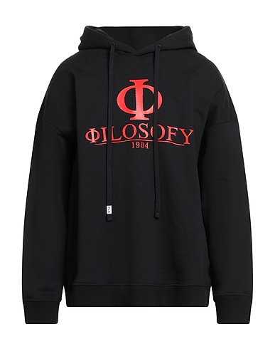 PHILOSOPHY di LORENZO SERAFINI Hooded track jacket Black 100% Cotton