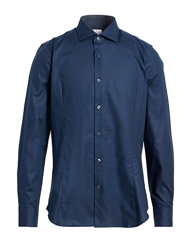 BAGUTTA Solid colour shirt Midnight blue 100% Cotton