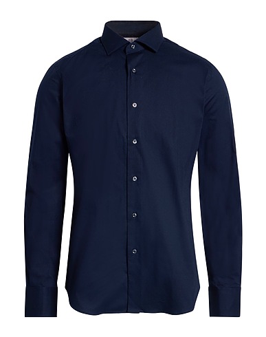 GRIGIO Solid colour shirt Midnight blue 96% Cotton, 4% Elastane