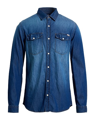 JACK & JONES Denim shirt Blue 100% Cotton