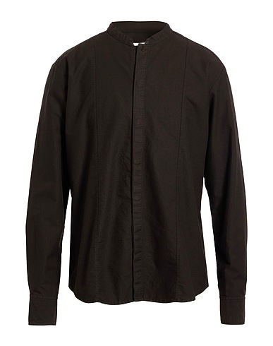 MESSAGERIE Solid color shirt Dark brown 100% Cotton