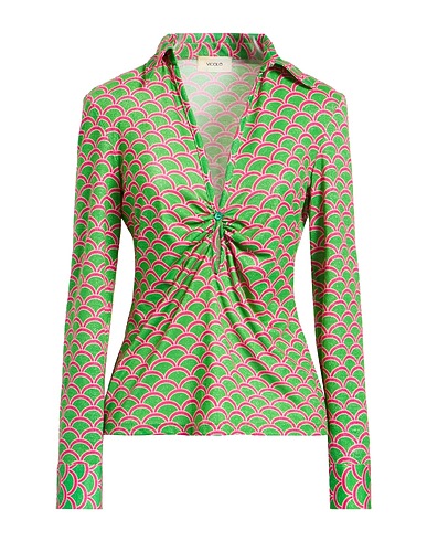 VICOLO T-shirt Green 62% Polyester, 35% Metallic fiber, 3% Elastane